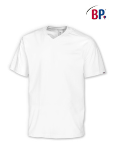 BP® T-Shirt für Sie&Ihn 1618, WEISS V-Ausschnitt  (50% BW/50% Polyester, 180 g/m²)