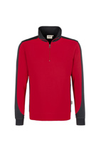 476-02 HAKRO Zip-Sweatshirt Contrast Mikralinar®, rot/anthrazit